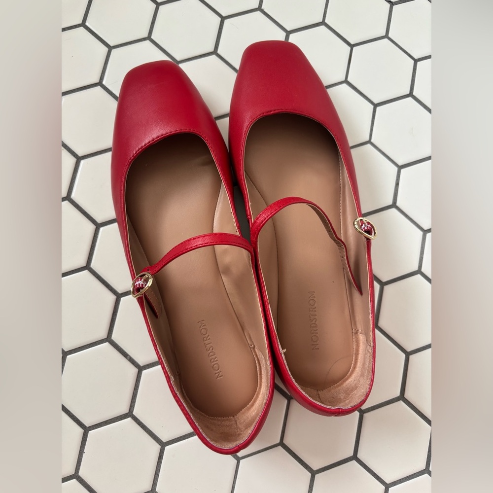 Nordstrom Red Mary Jane Flats